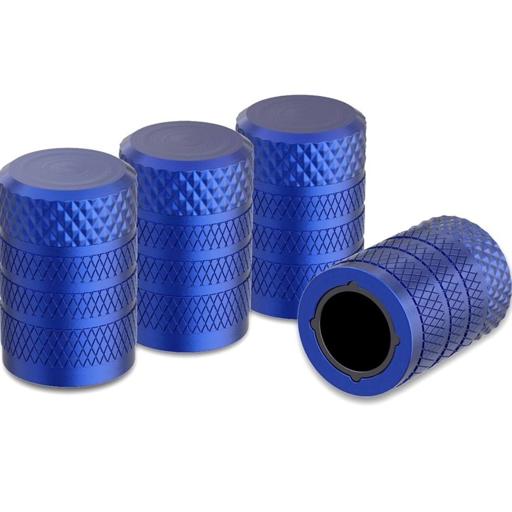 CKAuto Tire Valve Stem Caps Blue 4 Pcs Corrosion Resistant Universal